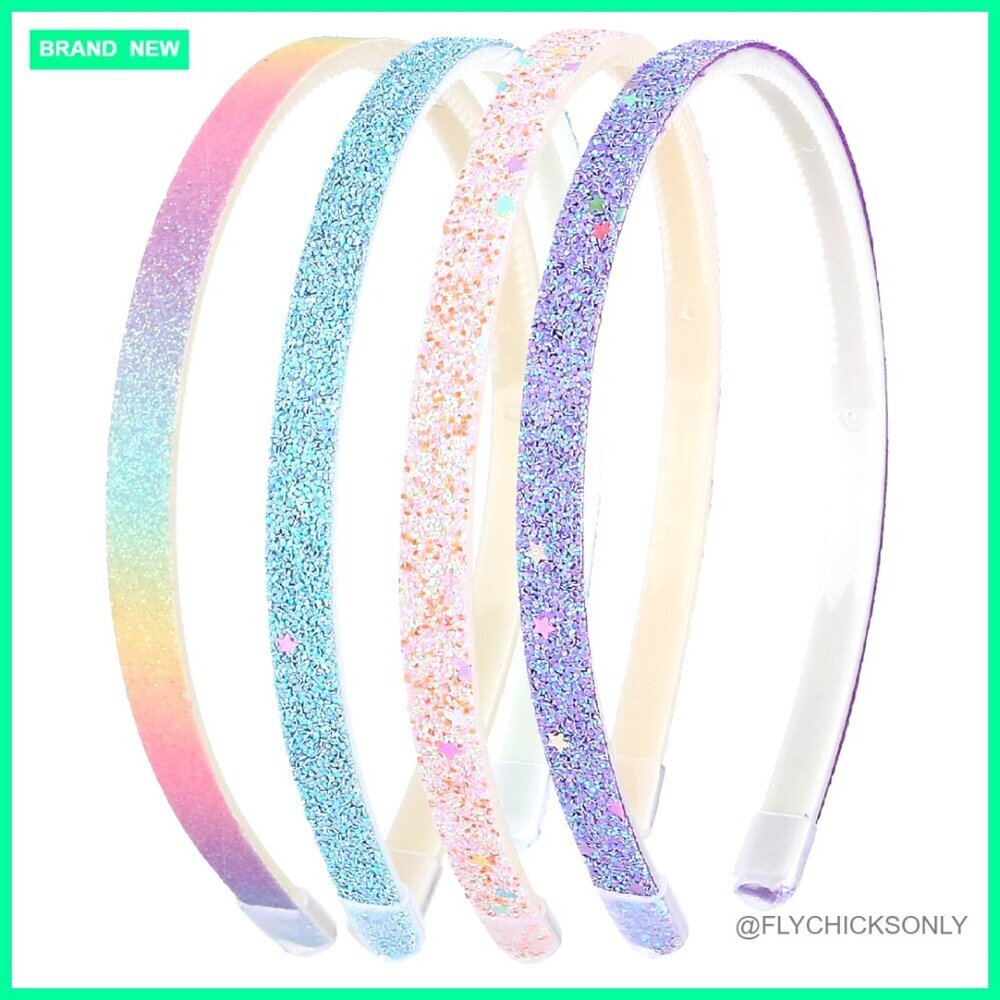 4-Pack Chunky Plastic Headbands with Teeth, Non-Slip Glitter Hair Accessories